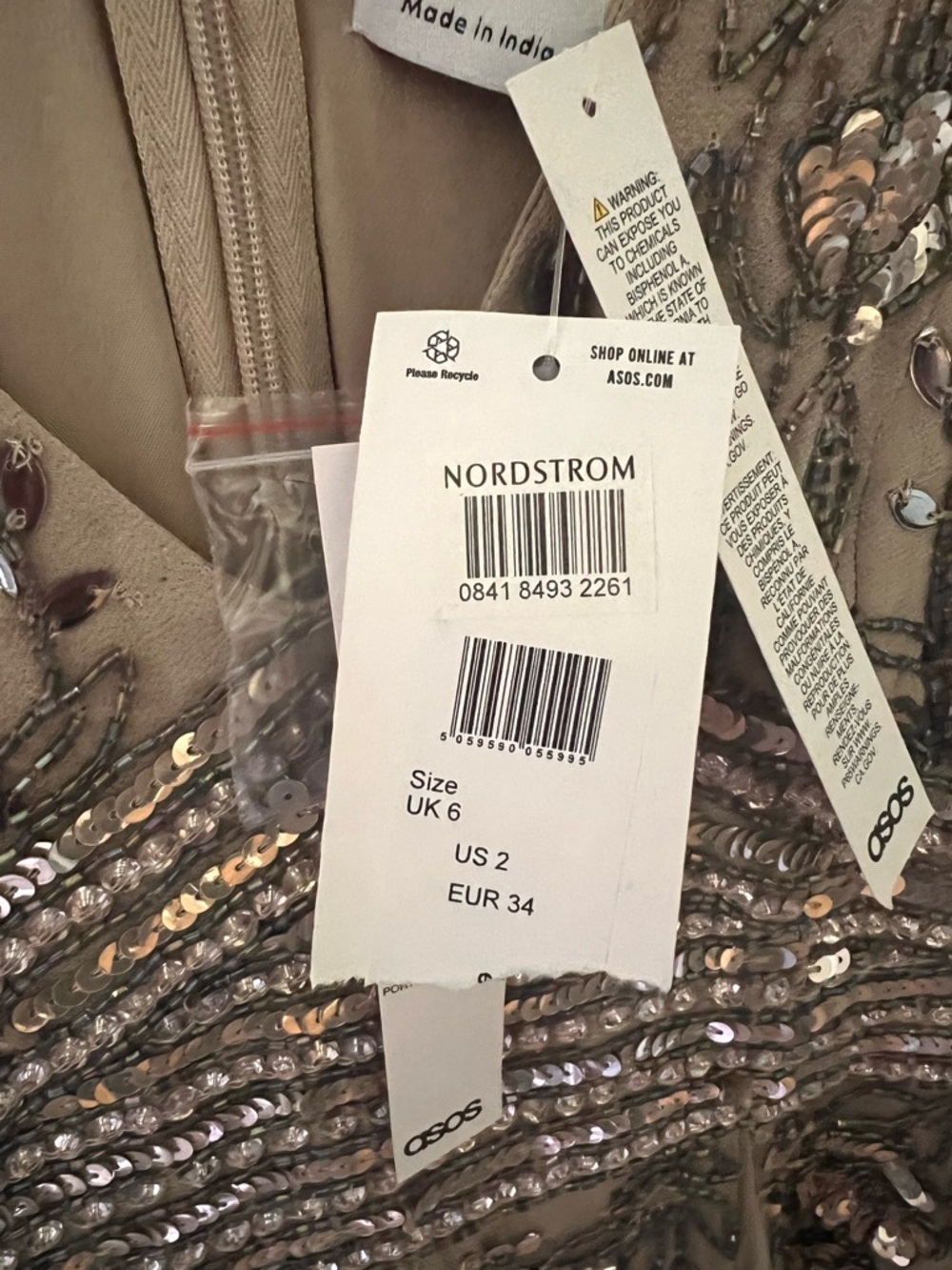 BNWT asos beaded dress/2 - Picture 4 of 7